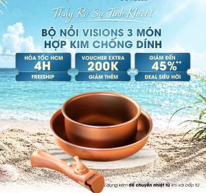 Bộ nồi hợp kim Visions cao cấp chống dính CP8724 - VS-DTC-3/JP 3 món chịu nhiệt tốt chính hãng
