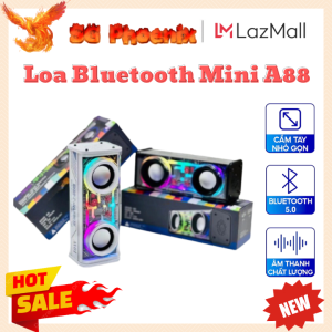 Loa Bluetooth Mini Bass Mạnh A88 Vỏ Trong Suốt Có Đèn Led Nghe Nhạc Không Dây Bluetooth 5.0 Cầm Tay Nhỏ Gọn Hỗ Trợ Thẻ Nhớ Bảo Hành 12 Tháng