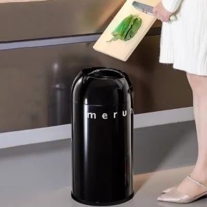 Sacesr Inductive Garbage Bin Stainless Steel Trash Can Multi Functional Wheeled Waterproof Trash Bin Kitchen Bathroom Accessories Z1H5K