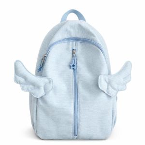 SQMETR Nylon Ba lô cánh thiên thần Dung lượng lớn Màu sắc thuần khiết Túi đeo vai Dễ thương Nhẹ Ba lô học sinh Dành cho người lớn và sinh viên