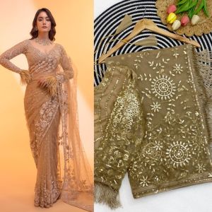 Designer Heavy Butterfly Net Saree with 5mm Sequins & Multy Embroidery Work | 4.4 Mtr Work | Heavy Embroidered