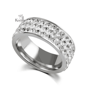 Cincin Titanium Palladium Kristal Tiga Garis