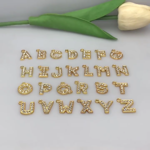 Multipurpose Sturdy Gold Tone Letter Charm with Rhinestones Accessory Set of 26 for Trendy Making