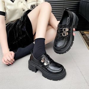[Free Shipping] College-Style JK Loafers 2026 Autumn New Collection Chunky-Heeled Thick-Soled Small Leather Shoes For Women Retro Round-Toe Design Perfect With Dresses
