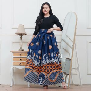 ROK BATIK MAYUNG PANJANG POLYKATUN BAWAHAN WANITA MOTIF V HITAM