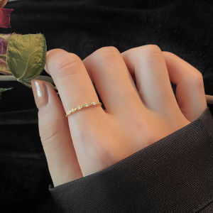 Adjustable Fine Design Ring Female Light Luxury Delicate and Elegant 镶钻细款素圈戒指女简约时尚个性开口食指戒