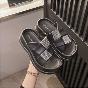 OKAIDO Sandal Flat Slides Wanita Cewek Perempuan Gaya Fashion Korea Style Manik Manik Petak Berlian