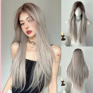 [Hàng Cao Cấp] Tóc Giả Mái Layer Ombre Nâu Khói Bạch Kim Tặng Lưới