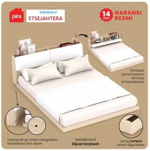 Alas Tempat Tidur - Tatakan Divan Ala Jepang Nest BD160 + Headboard LEAN HB160 Pira Bavarian