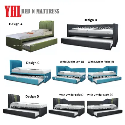 YHL 3 In 1 Pull Out Bed With / Without Divider (More Than 20 Choices Of Colour For Selection) (Free Delivery And Installation)