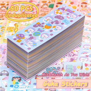Ready Stock 50 PCS random 50Pcs Cute Guka Stickers Kawaii Cartoon Stickers Childrens Notebook Stickers Waterproof Non-Repeating Reusable Various Styles Handbook DIY Stickers Gift For Kids