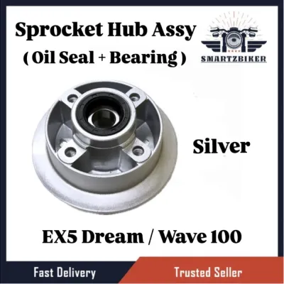 Honda EX5 Dream / Wave100 Wave 100 Wave-100 Sprocket Hub Assy ( Silver ) Spocket Spoket Clutch Hub Oil Seal + Bearing Complete Set Honda EX5 Dream / Wave100 Wave 100 Wave-100 Ready Stock