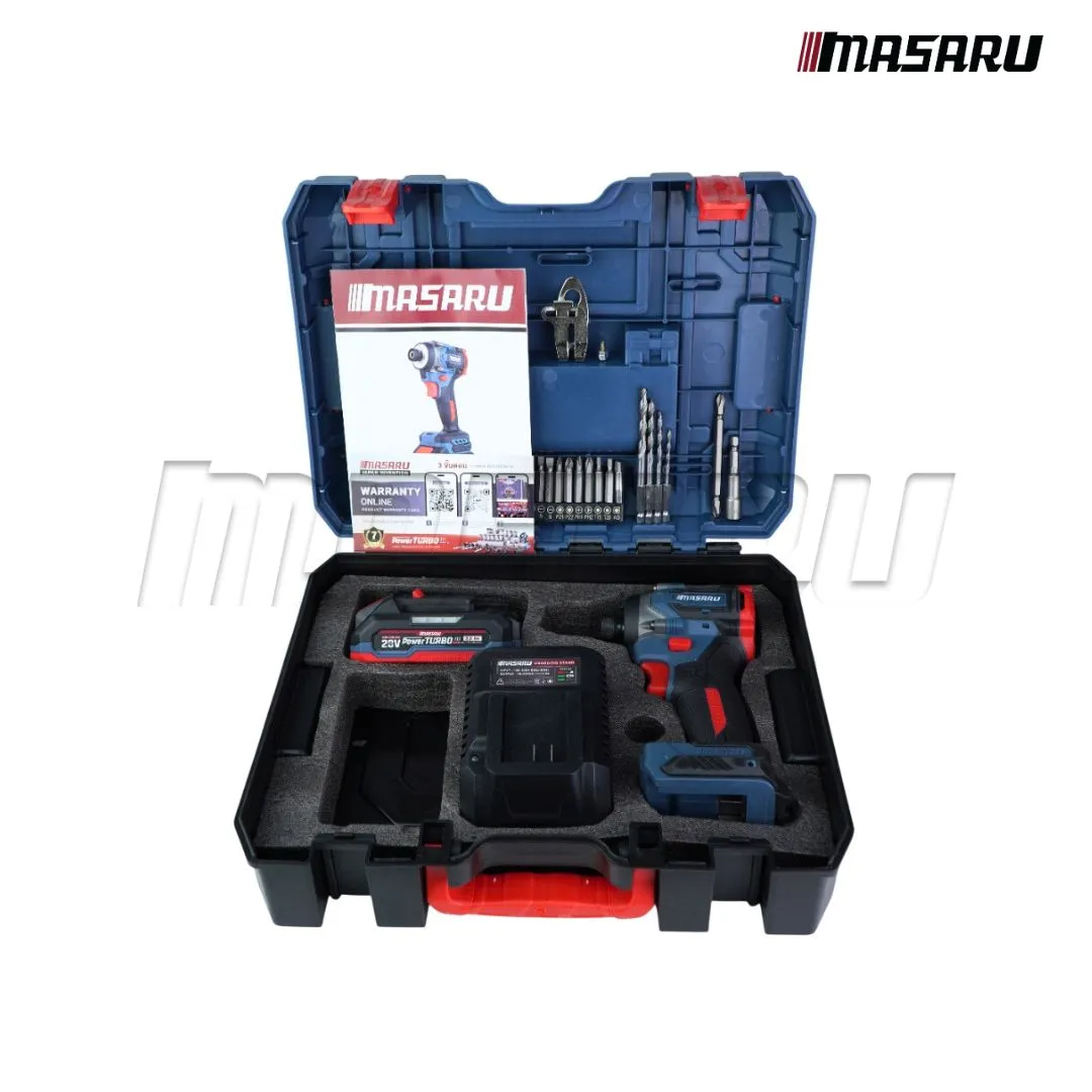 MASARU รุ่น SCDI-155 แรงบิด 230 N.m ไขควงกระแทกไร้สาย ไขควงไร้สาย มอเตอร์บัสเลส อุปกรณ์ครบชุด Brushless