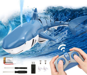 Jojotoy Mainan RC Ikan Hiu Remote Control 2.4G /Upgrade Jet Air Remote Control Perahu Mainan Kolam Renang Anak-Anak