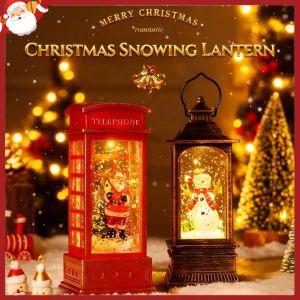 Christmas Flame Light Christmas Decoration Snowing Night Light Hanging Lantern Vintage Desk Decor