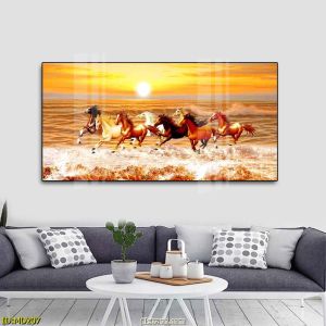 Tranh tráng gương pha lê 5D cao cấp Mã Đáo Thành Công tranh phong thủy treo thu hút tài lộc