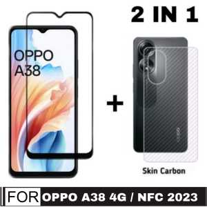 PROMO PAKET 2 INC 1 Tempered Glass OPPO A18 2023 / OPPO A38 4G / OPPO A38 4G NFC 2023 / OPPO A58 4G / OPPO A77 5G / OPPO A77S 5G Premium Screen Guard Anti Gores Kaca Full Cover