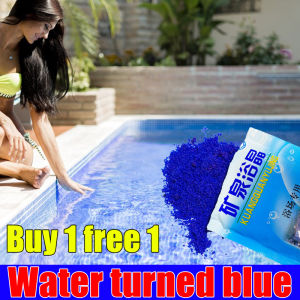 Turning blue! GO Chlorine for swimming pool Chlorine for water treatment Pools spa cleaning Buy 1 free 1 Specially designed for swimming pools it purifies water and turns the water blue. Chlorine tablets for pool Algaecide for swimming pool