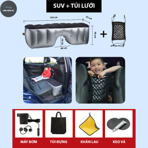 [HCM] Đệm Hơi Ô Tô Gác Chân Tiện Dụng - Dùng Làm Giường Trên Ô Tô 4 Chỗ Và 7 Chỗ Tặng Kèm Máy Bơm - Khăn Lau