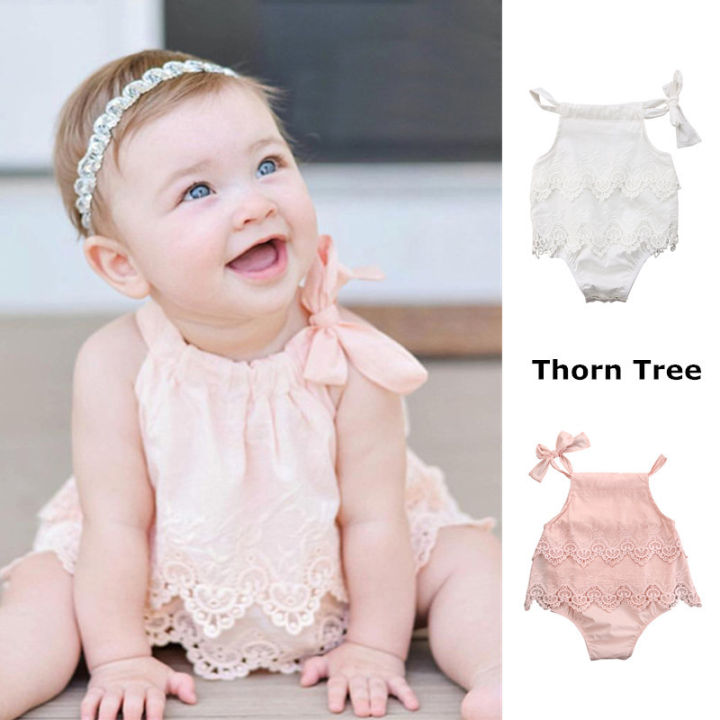 Thorn Tree Infant Baby Girl Flower Lace Romper Bodysuit Sunsuit Jumpsuit  Outfit Clothes