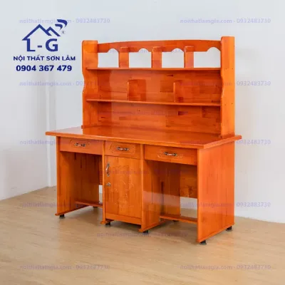 BÀN HỌC SINH GỖ THÔNG ĐÔI LIỀN KỆ CHO 2 BÉ NGỒI