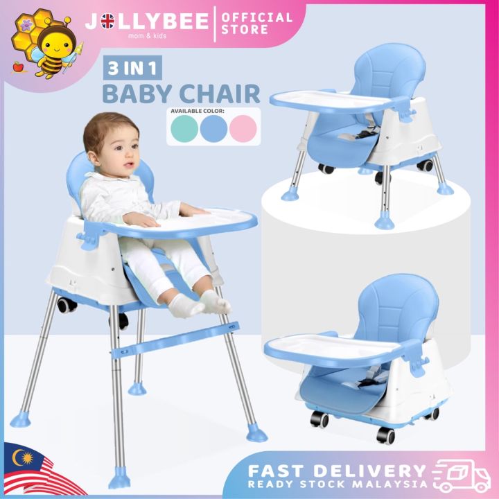Jollybee 3 in 1 Baby Kids Safety Dining High Chair Booster Seat With Wheels