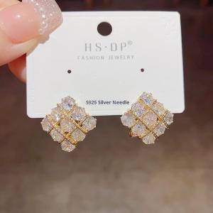 MillionGrid Tinh tế thời trang lấp lánh vuông Zirconia Bông tai cho phụ nữ trang sức phụ kiện Quà Tặng