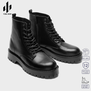 GIÀY COMBAT BOOTS ĐẾ CHUNKY YOBA CAO SU ĐÚC 4CM TĂNG CHIỀU CAOBOOT DA THẬT CÓ ZIP G91