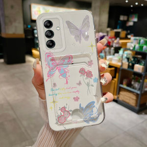 เคสโทรศัพท์สำหรับ Samsung A16 5G A06ใหม่2024รูปผีเสื้ออย่างสวยงามพร้อมกระเป๋าใส่บัตรซิลิโคนอ่อนดีไซน์สวยเคสโทรศัพท์ Galaxy A16 5G ฝาครอบโทรศัพท์น่ารัก