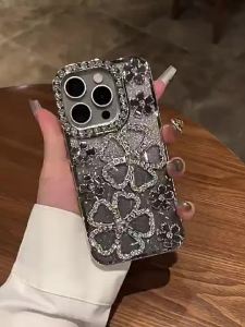 3D เคสศัพท์ดอกไม้เคลือบเพชรประกายสำหรับ iPhone 15 Pro Max 14 13 12 11 เคส TPU ซิลิโคนนุ่มป้องกันแรงกระแทก