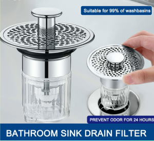 Lavatory Sink Plug Bounce Drain Fitting Sink Strainer Sink Plug with Anti-Clog Filter Sink Plug