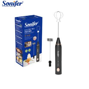Sonifer 3-Speed Milk Frother Handheld for Coffee with 2 Whisks USB Rechargeable Stainless Whisk