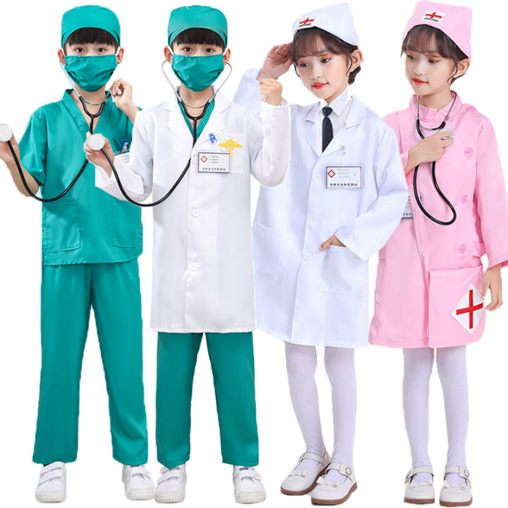 Doctor Costume For Kids Girl Boy Surgeon Uniform Suits Children Doctor ...