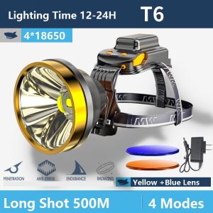 【10000LM】Smiling Shark K199 Headlight Strong Light P90 Led Head Lamp Yellow Blue White Strong Light XHP70 Rechargeable IPX4 Waterproof Induction Outdoor Night Fishing Hiking Multifunctional Camping Boating Power Outages Emergency Survival