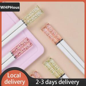 [COD] WHPHous Ship within 24 hours Amber Cherry Blossom Alloy Chopsticks Chinese Chopsticks Reusable Tableware