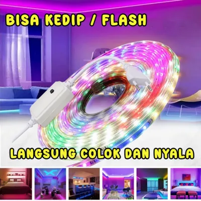 Lampu LED Strip Hias Merah Putih Outdoor Tahan Air Debu SMD 2835 Lampu Hias Agustusan Tinggal Colok Pasang