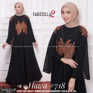 Grosiran - Gamis Abaya Hitam Terbaru Jersey Mix Ceruti Aplikasi Mote Hawa 718