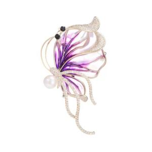 Butterfly Brooch With Intricate Rhinestones And Simulated Pearls Scarf Clothes Decoration For Women Fashion Accessory