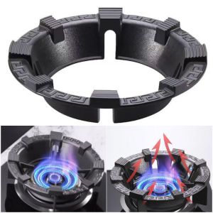 DOHOHO Đen Giá đỡ bếp gas Thép đúc Kính chắn gió Giá đỡ bếp Chất lượng cao Chống trơn trượt Hỗ trợ Wok Nấu ăn