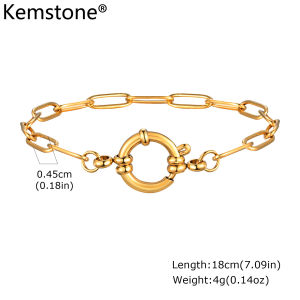 Kemstone Stylish Golden Stainless Steel Small Square Link Bubble Clasp Bracelet for Women Jewelry Gift