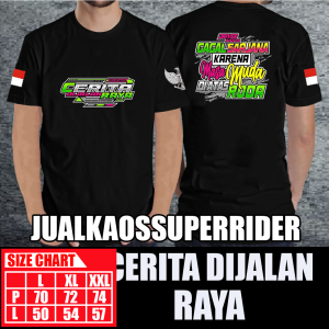 BAJU KAOS DISTRO CERITA DIJALAN RAYA MASA MUDA DIATAS RODA BLACK