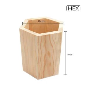 DIY Office Organizer Desktop Wooden Pen Storage Box Pencil Pot Pen Holder Makeup Brush Container Home School Stationery Supplies