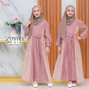 Labella Berkha Zephyra Gamis Anak crinkel Simpel Lebaran 2024 Kekinian Cantik