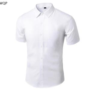 [WQP Fashion Store] Hot Sale Jewerry Summer Shirt For Men Daily Casual White Shirts Short Sleeve Button Down Slim Fit Male Social Blouse