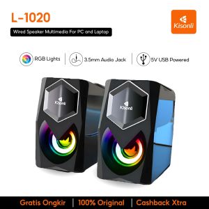 KISONLI Gaming Speaker Laptop/Komputer L1020 LED Light Strong Bass With Volume Control