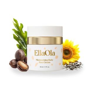 ELLAOLA 96 Hour Deep Moisturizing Baby Face Cream for Dry Eczema Prone & Sensitive Skin - Daily Organic Face Lotion Nourishes & Hydrates Fragrance Free    1.7 fl. Oz.