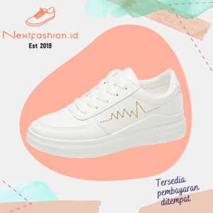 Sepatu Sneakers Wanita Casual Fashion Sport Shoes Putih Gold Nextfashion 222