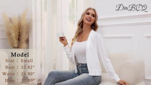DouBCQ  Womens Long Sleeve Short Cardigan Lightweight Front Open Short Top Shawl