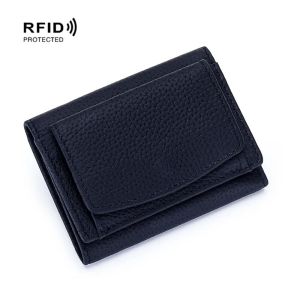 Royal Bagger RFID Mini Trifold Short Wallet for Women Genuine Cow Leather Coin Purse Fashion Casual Simple Card Holder 5156