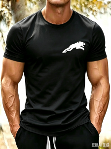 [Local Stock] VCC Fashion new Black and white minimalism printed Short Sleeve T-Shirt Top summer leisure breathable fitness sports t shirt for man